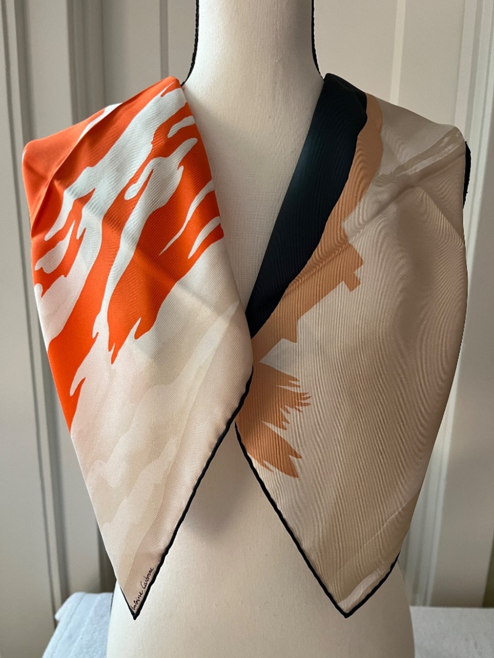 RARE Hermes "Au Bout Du Monde" 100% Silk Scarf 90cm CW03 - Orange Beige